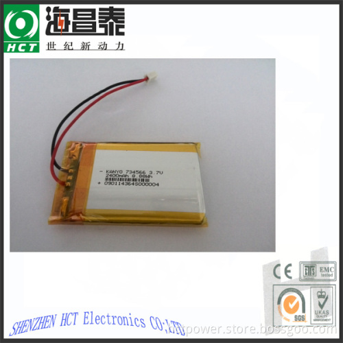 4.2V 2400mAh Slim Li-Polymer Battery Pack (UL, CE)